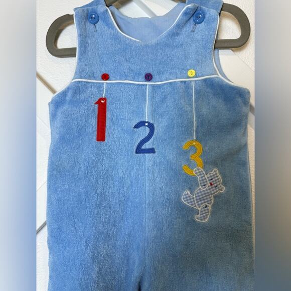 Vintage Thomas Baby Overalls Romper Blue With Numbers And Bear Size 18 Month - Picture 2 of 7
